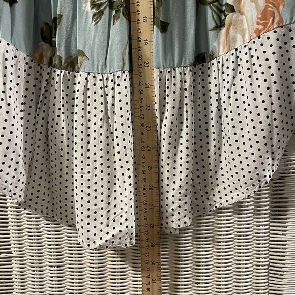 Soft Surroundings Montage Blouse Women's Size Large Blue Floral Polka Dots - Picture 8 of 10